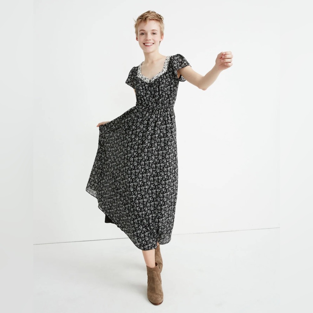 Madewell Black and White Floral Maxi Dress